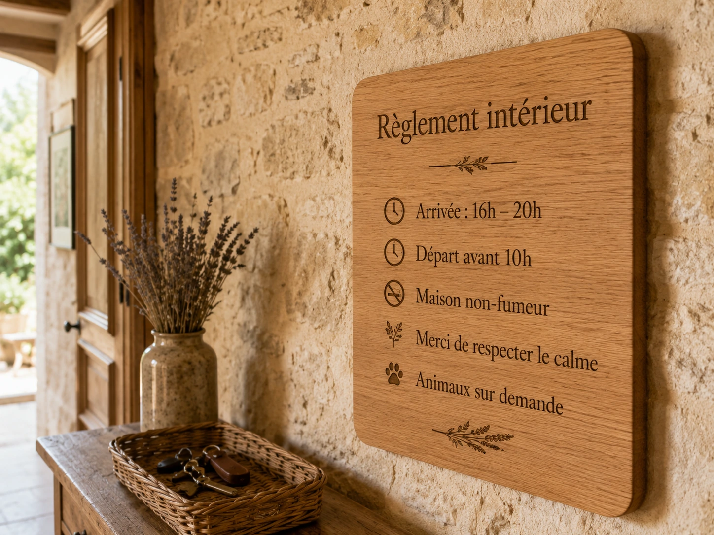 Plaques bois gravées au laser pour gîte rural